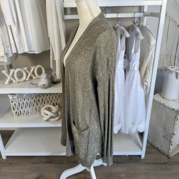 Blu Pepper Women's Size L Brown Open Front Longline Cardigan Sweater #3454 - Picture 4 of 8